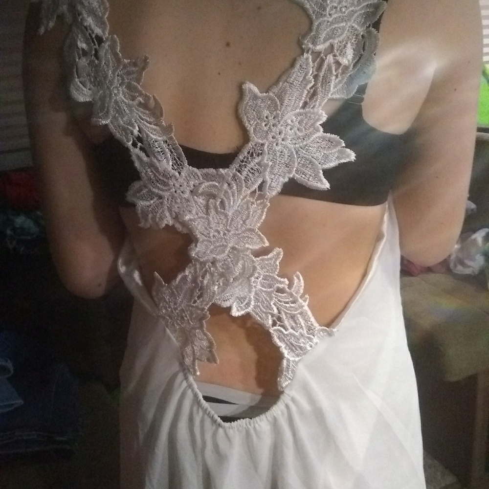 Lace back silk beach dress